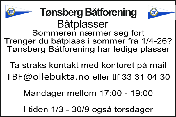 tbf ledige plasser havnen 2026